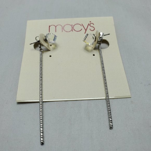MACY'S  Silver-tone Statement Stick Bar Dangle earring - Picture 3 of 5